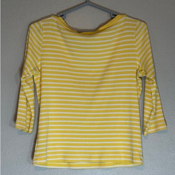 Vintage Ralph Lauren Green Label Boat Neck Blouse Women Medium Yellow Nautical - Picture 4 of 8